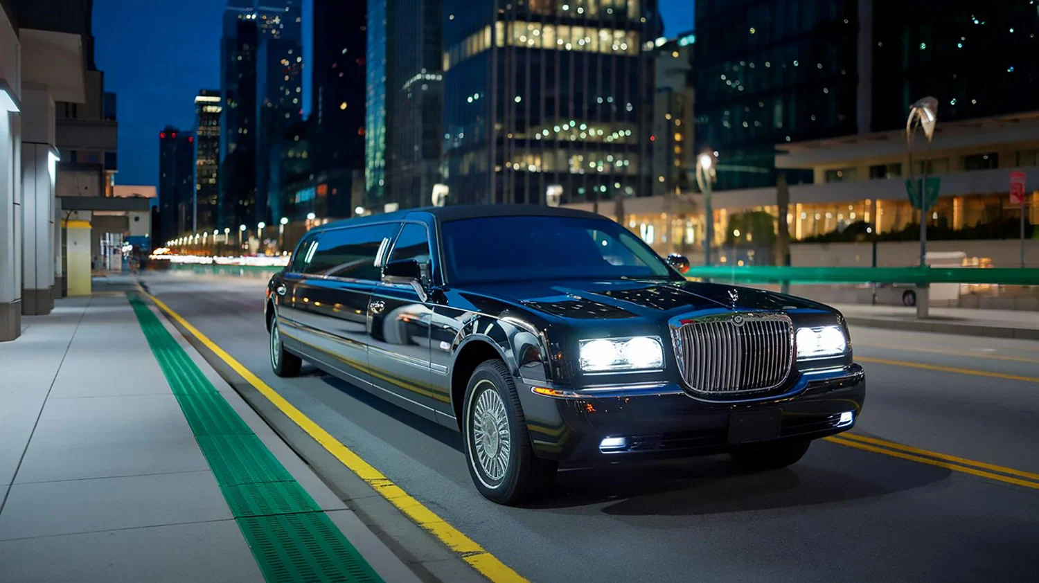 Luxury limousine service in Austin TX with professional chauffeur and premium black sedan